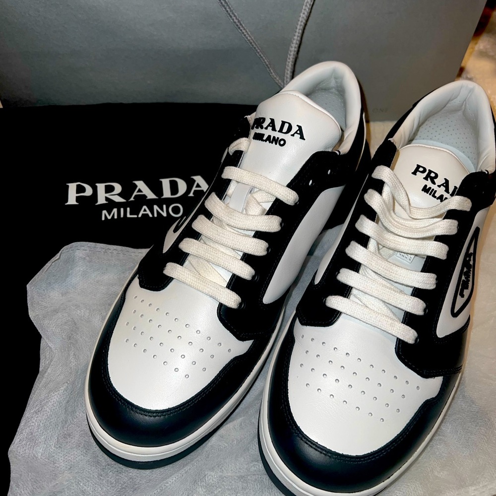 PRADA Downtown Leather Sneakers US Mens size 9